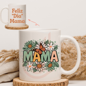 Tazón Blanco de 11oz Mamá Flores Verde