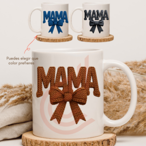 Tazón Blanco de 11oz Mamá Lazo Marrón