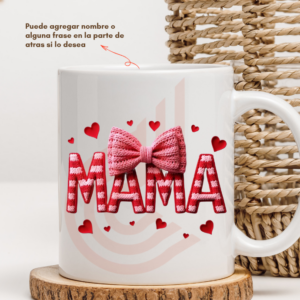 Tazón Blanco de 11oz Mamá Lazo Rojo